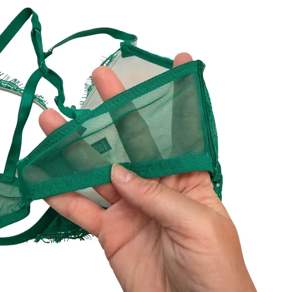 Victoria's Secret Green Rhinestone Very Sexy Push Up Bra 34C